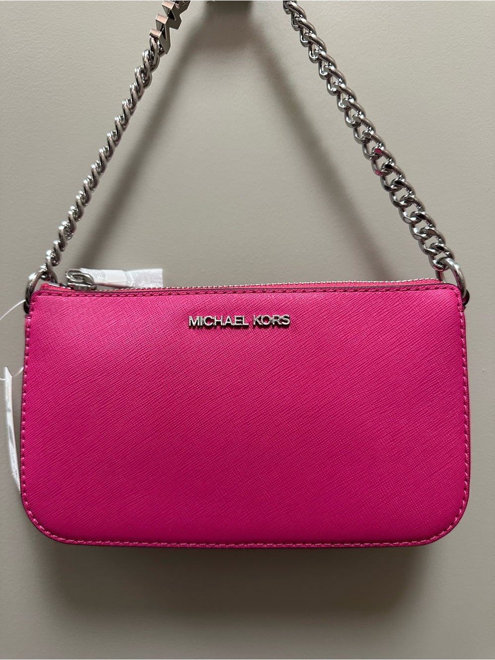 Michael Kors Hot Pink Saffiano Chain Strap Mini Bag